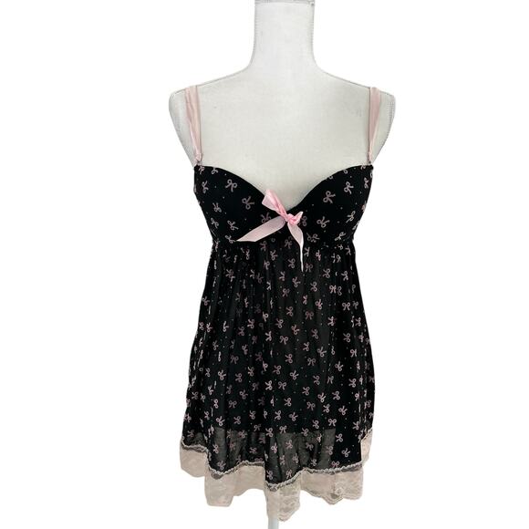 Elegance Babydoll Bow Coquette Lace Trim Lingerie TAGGED Large ACTUAL Medium - Picture 3 of 9